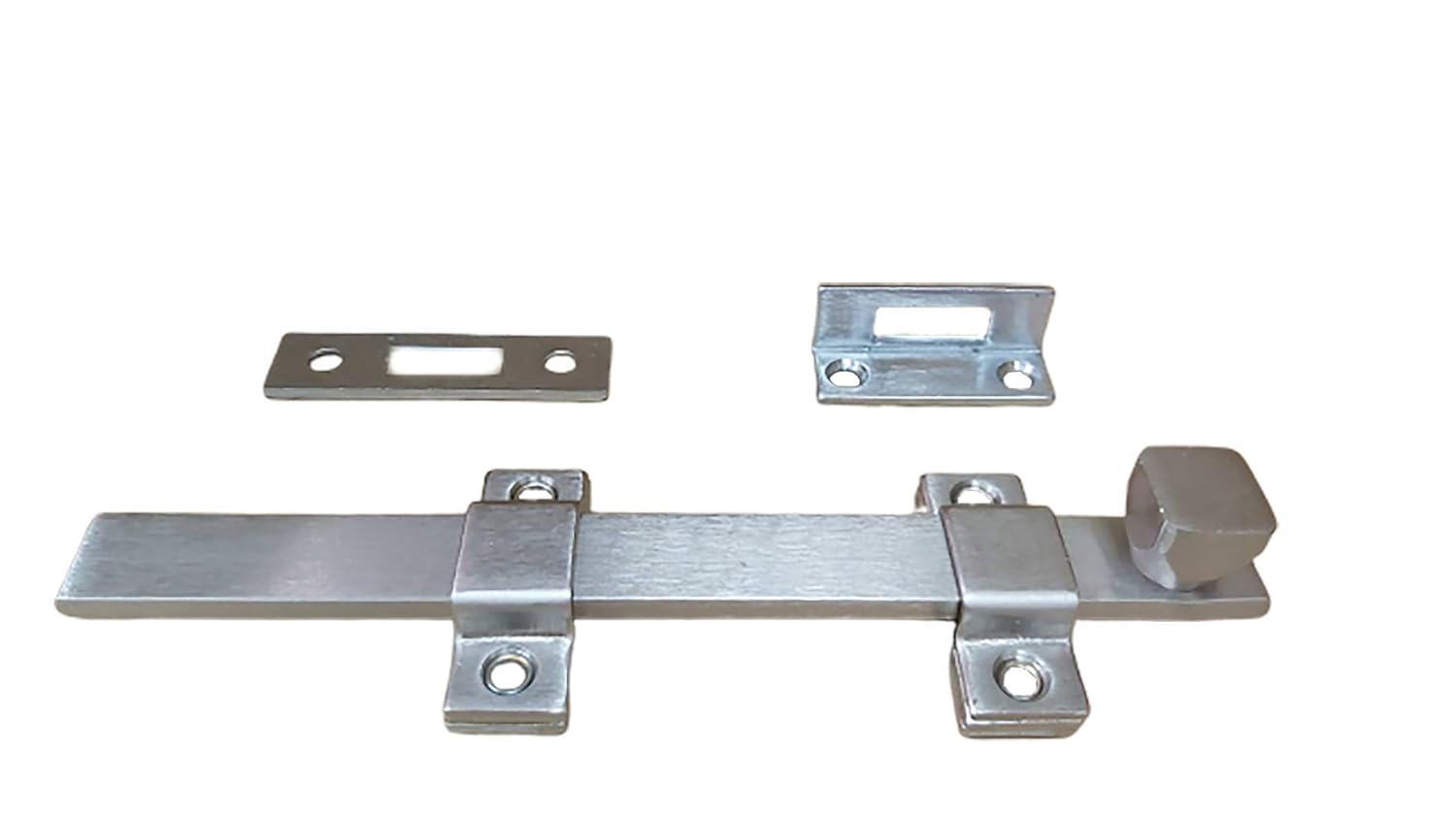 QCAA Heavy Duty Surface Bolt, Steel, 8", Brushed Chrome Finish, 1 Pack, Made in Taiwan