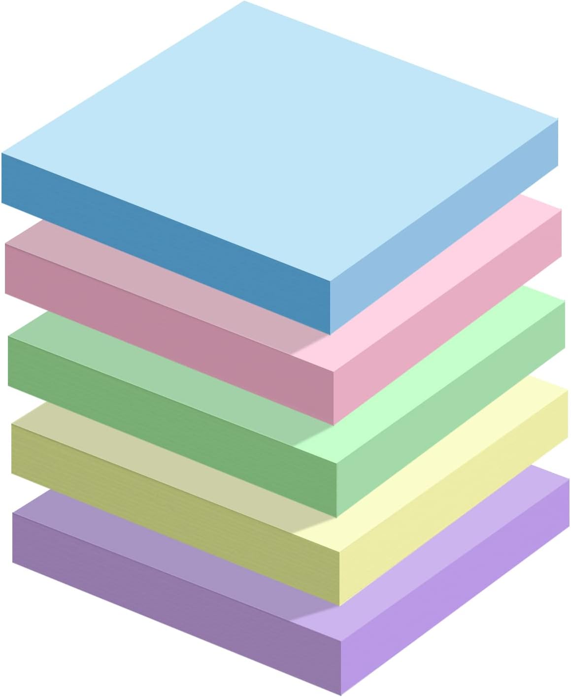 500pcs Sticky Notes Self-Stick Notes Set Colours Super Sticky Notes Pastel 76mm X 76mm Office Supplies Stationary for Studying & to Do Lists 100 Sheets/Pad 5 Colors