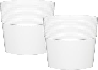 Scheurich Set of 2 Groove 8.1, Planter/Flower Pot/Plant Pot, Round, Colour: Bianco, Made with Recycled Plastic, 8 Years Guarantee, for Indoor use