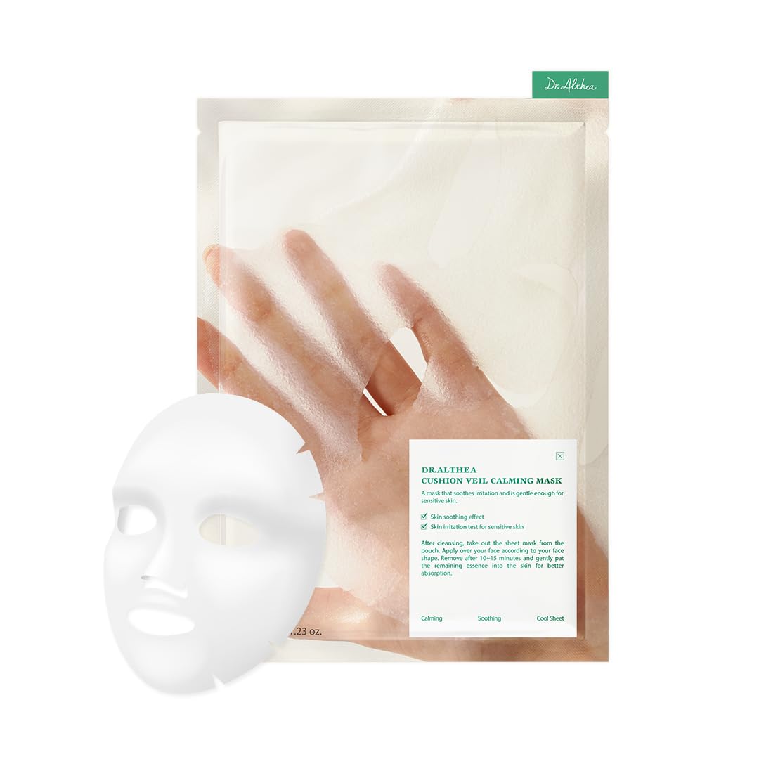Dr.Althea Cushion Veil Calming Mask | Cooling Mask to Help Reducess Redness | Soothe Irritated Skin with CICA Complex | Vegan Korean Skincare (Pack of 4)