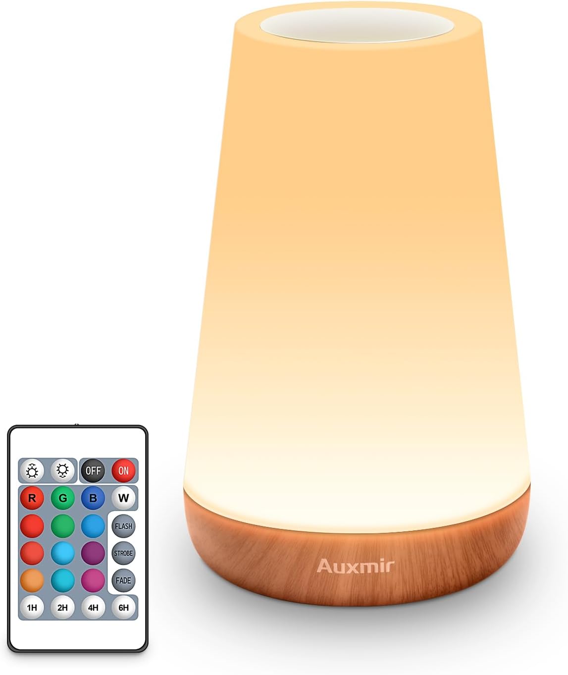 Auxmir Night Light, LED Touch Bedside Table Lamp, Remote Control Dimmable Light with RGB Color Changing, USB Rechargeable, Portable Lamp for Children, Kids, Bedroom, Living Room, Camping