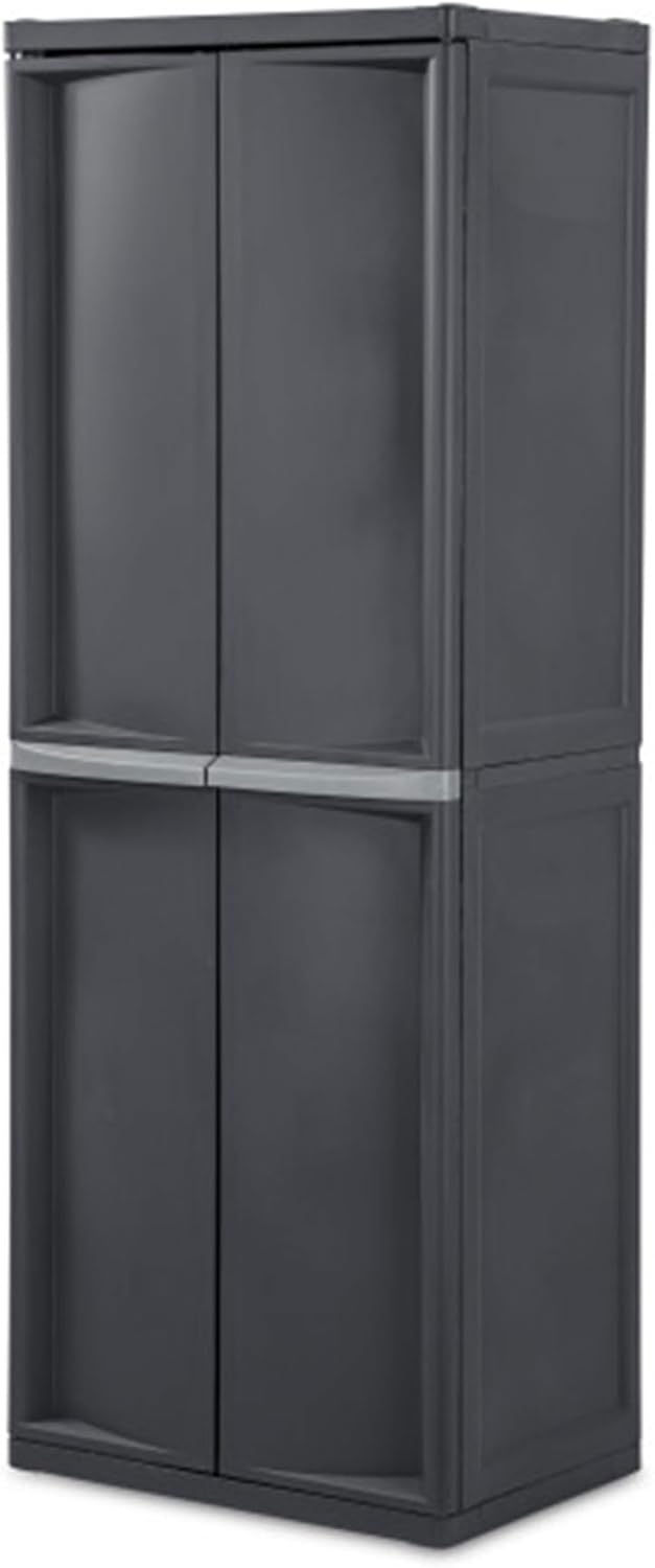 Sterilite 1-Pack Storage Cabinet, Plastic Closet Organizer, 4 Shelves, Gray
