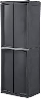 Sterilite 1-Pack Storage Cabinet, Plastic Closet Organizer, 4 Shelves, Gray
