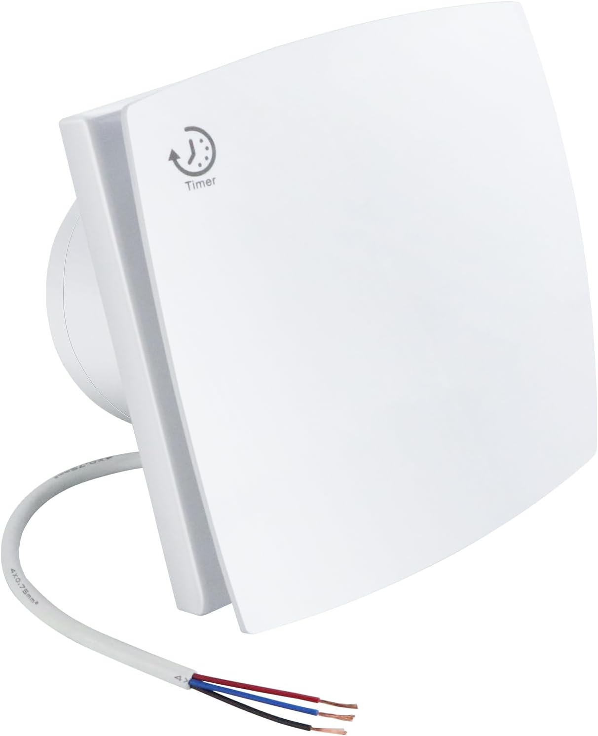 Extractor Fan 4” 100mm Bathroom Toilet Kitchen Silent Extractor Fan with Timer -95m³/h 30dB Wall Mounted Ventilator with Modern Front Panel