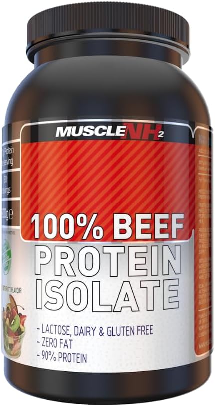 Muscle Nh2 Beef Protein Isolate Powder, Tutti Frutti Flavour 900g, High Protein 90%, Collagen Protein, Clear Protein for Muscle Building, Fat Free, Dairy Free