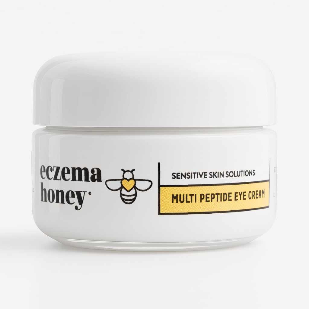 ECZEMA HONEY Multi Peptide Eye Cream - Anti Aging Eye Cream for Dark Circles & Puffiness - Facial Skin Care Products for Eczema, Dry & Sensitive Skin (0.5 Oz)