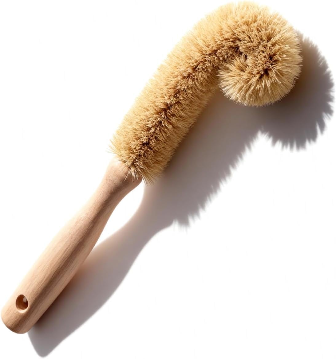 Bottle Brush Cleaner with Long Beech Wood Handle, Scratch-Safe, L-Shaped Design for Cleaning Coffee Mugs, Mason Jars, Thermos, Glass Bottles, Beer Bottles, Wine Bottles, and Baby Bottles