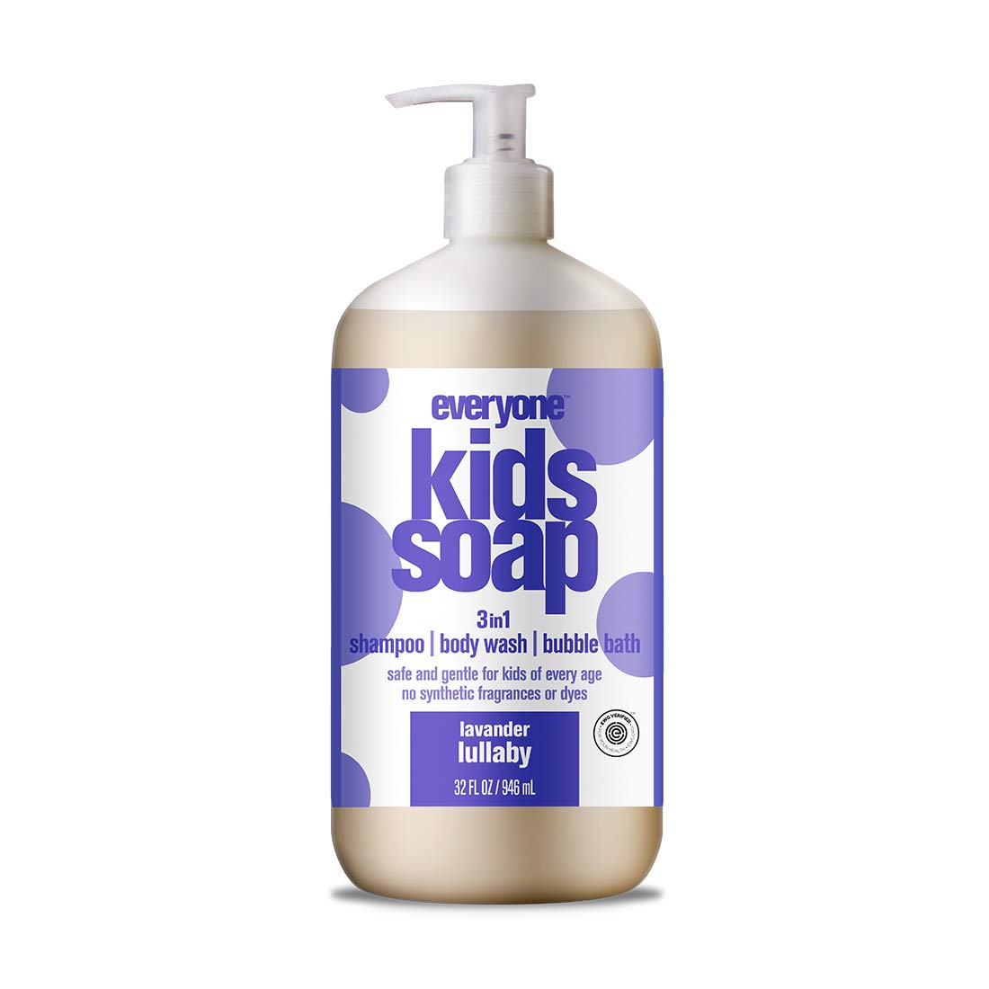 Everyone 3-in-1 Kids Soap, Body Wash, Bubble Bath, Shampoo, 32 Ounce (Pack of 1), Lavender Lullaby, Coconut Cleanser with Plant Extracts and Pure Essential Oils