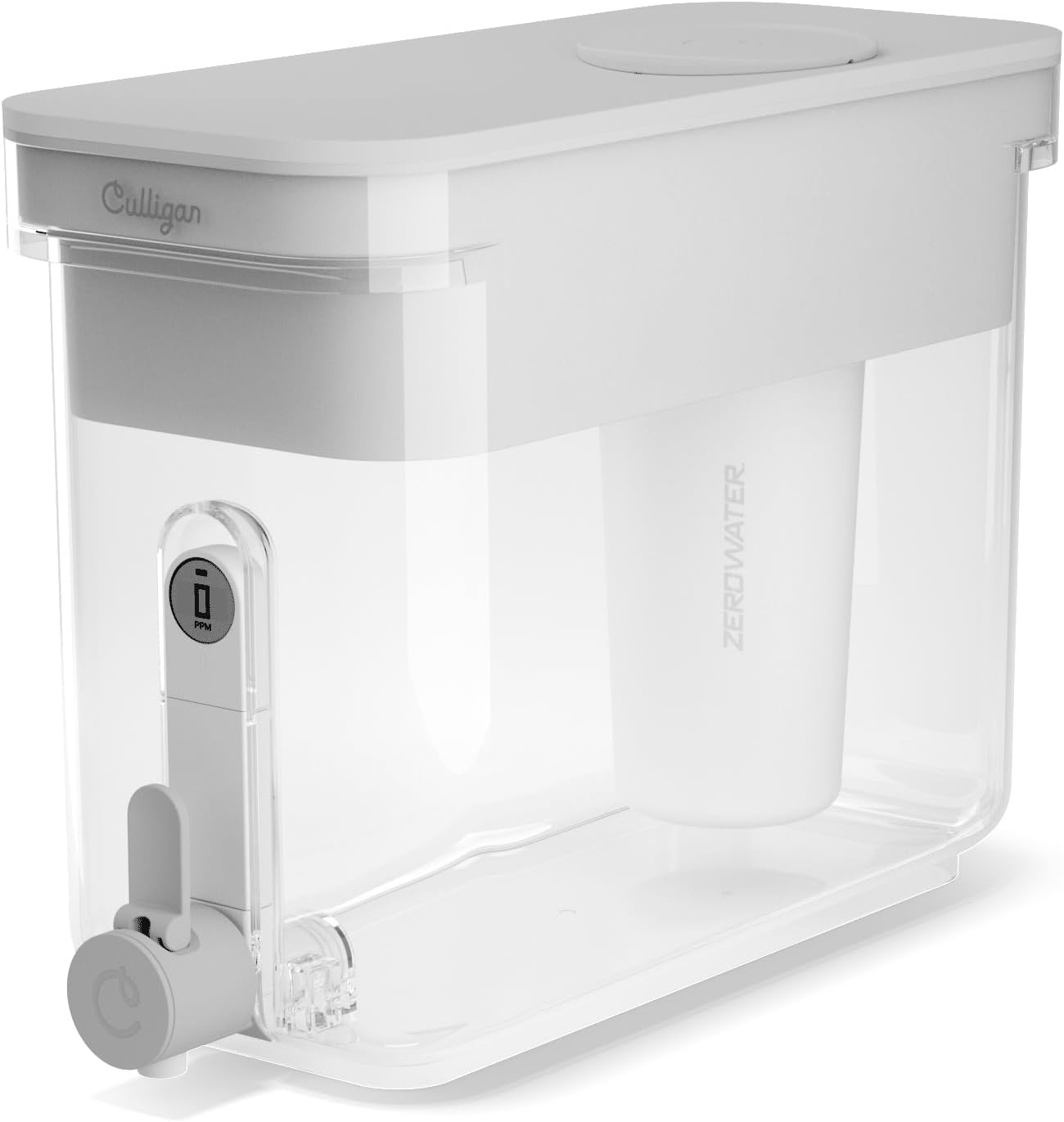 Culligan with ZeroWater Technology 33-Cup Water Filter Dispenser – Includes 5-Stage Advanced Water Filter, Certified to Reduce Lead, Total PFAS (Forever Chemicals), Mercury, Fluoride, and Chlorine