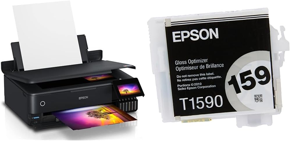 Epson EcoTank ET-8550 A3+ Wi-Fi Ink Tank Photo Printer & T1590 Gloss Optimiser, Ink Optimiser Cartridge, Multi-coloured, Genuine