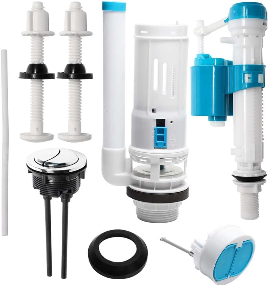 Dual Flush Valve and Flush Toilet Cistern Push Button Assembly, Toilet Cistern Repair Kit Fill Flush Valve Dual Button Water Tank