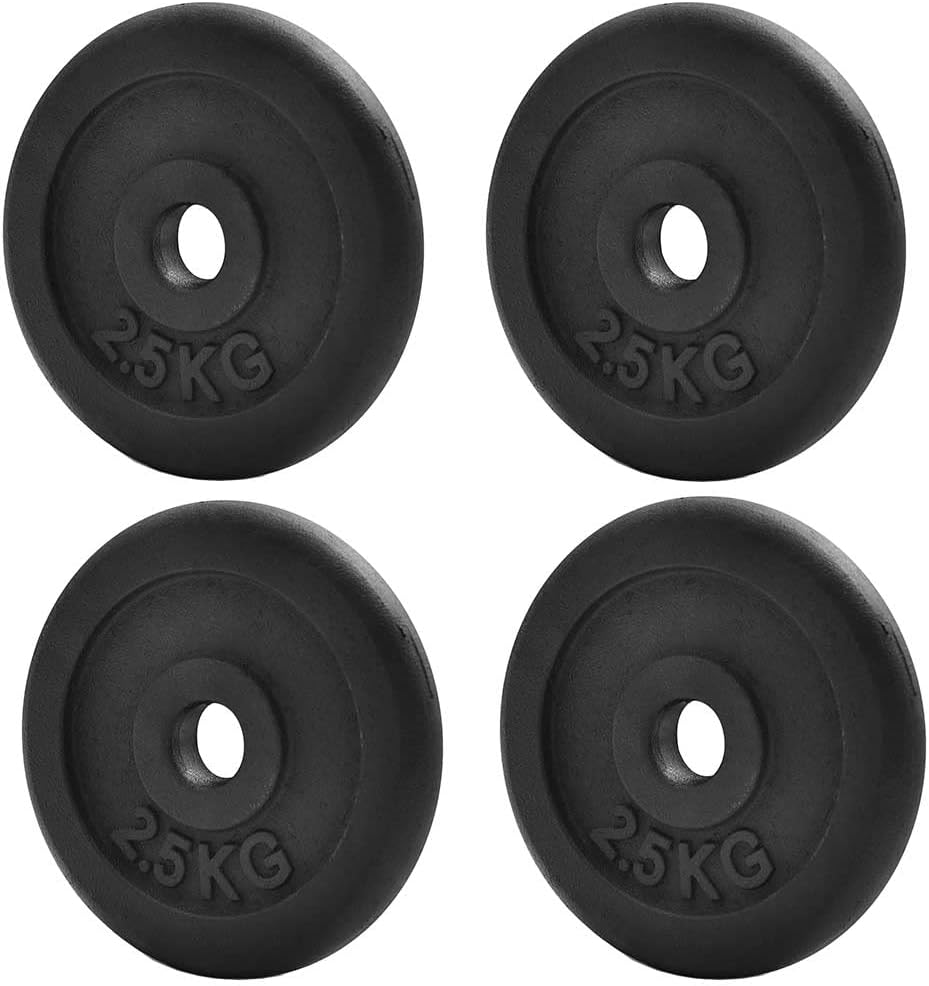 KK Cast iron Weight Plate Set For 1 Inch Barbell Bar Cast iron Weight Disc Pair-2 x 2.5kg, 5kg or 10kg Barbell Weight Plates-Dumbbell Plates for Home