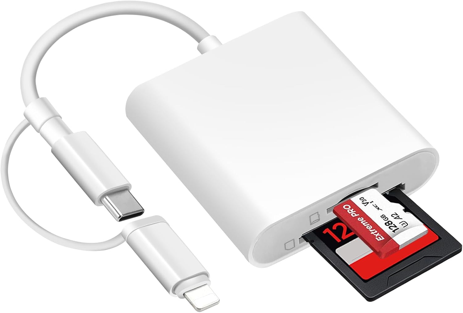 [Apple MFi Certified] SD Card Reader for iPhone, Lightning USB C SD Card Reader for MicroSD/SD, Type C OTG Adapter, 2 in 1 SD/TF Camera Card Viewer Memory Card Reader for iPhone/iPad/Android/Camera