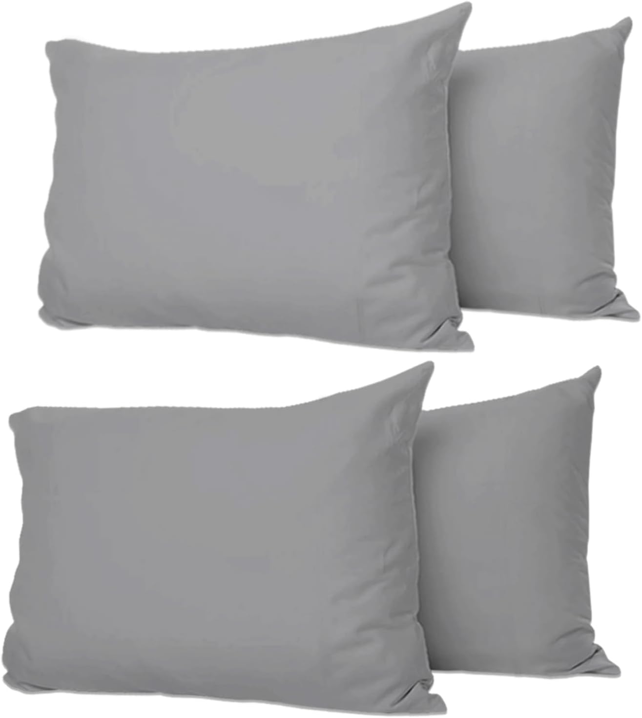 Pillow Cases 4 Packs Grey, UK Size 50x75 cm, 100% Soft Brushed Microfiber Pillowcase. Envelope Closure, Fade & Wrinkle Resistant Pillowcases