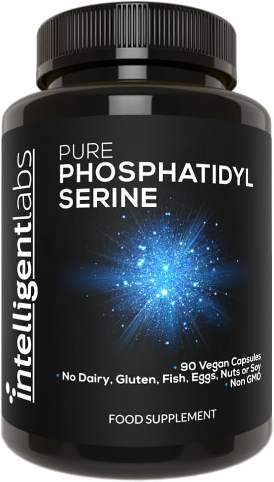 Intelligent Labs Phosphatidylserine Supplement 100mg, 90 High Strength Capsules, 100% Soy and Allergen-Free, Pure Phosphatidylserine from Sunflower Lecithin