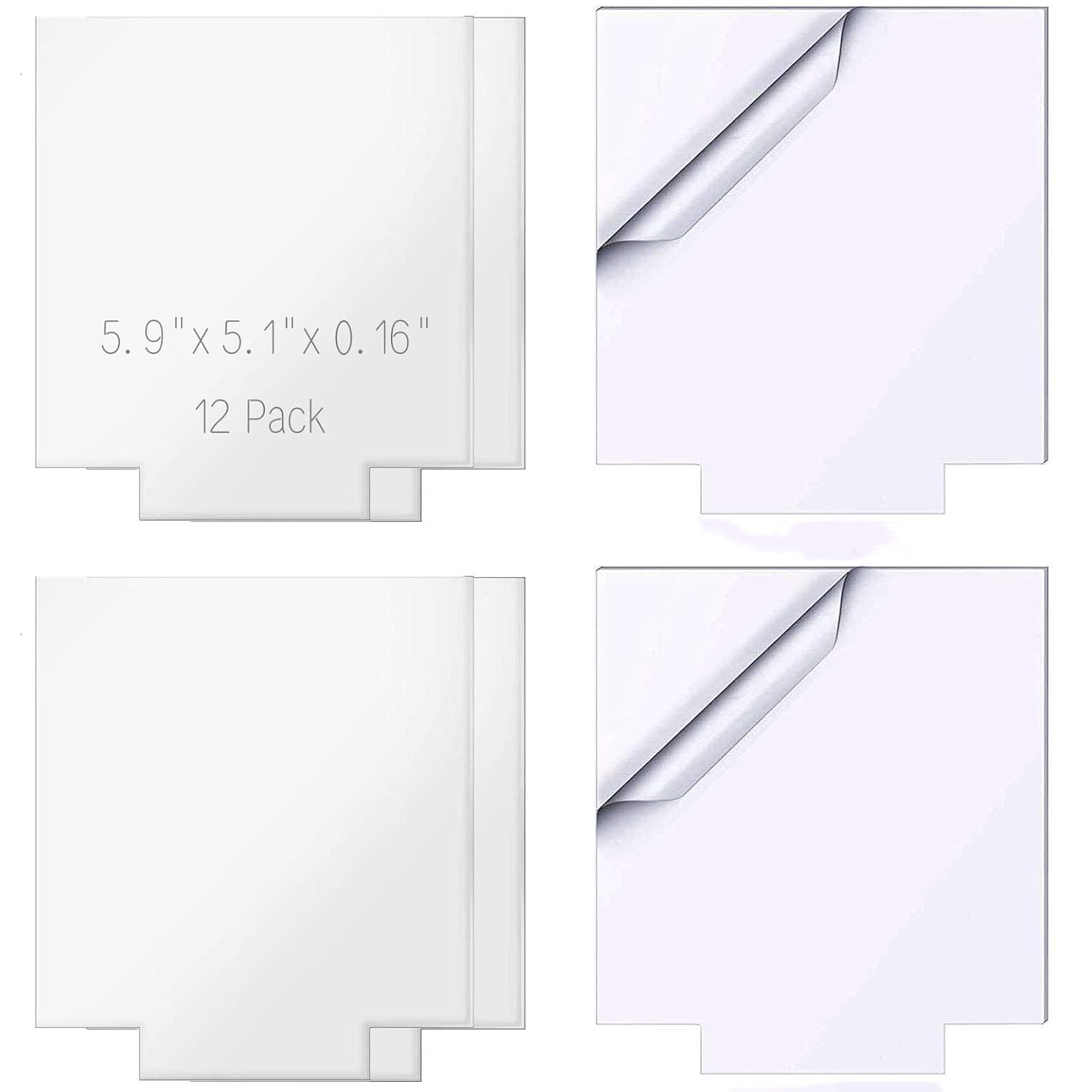 (Pack of 12) Acrylic Sheet Clear Cast for LED Light Base 5.9" x 5.1" x4 mm,Clear Square Casts Acrylic Blanks for DIY Laser Cutting Engraving Painting Drawing with Protective Film