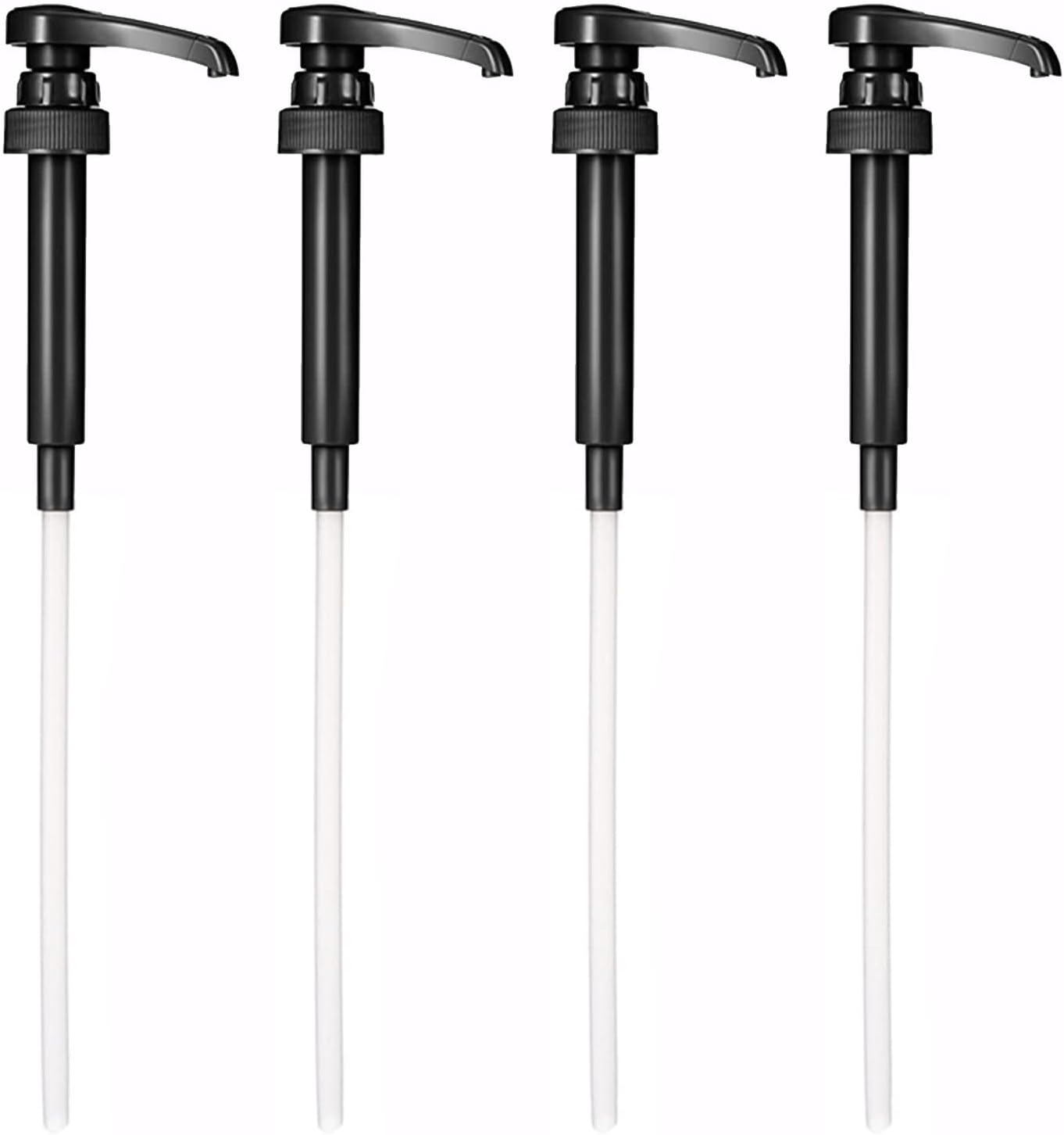 JEKUGOT Coffee Syrup Pump, Reusable Coffee Syrup Pump Dispenser for Most 750ml Syrup Bottles for Home, Cafes and Drinking Houses Black Pump Dispenser (4pcs)