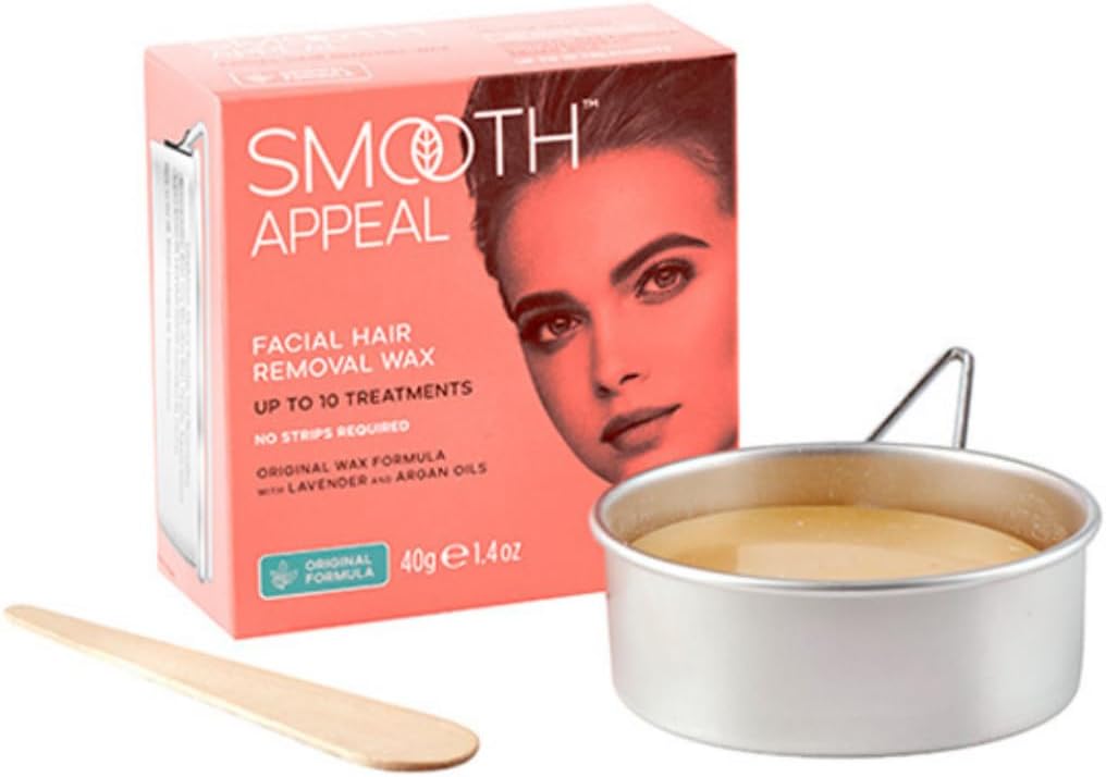 Smooth Appeal Facial Hair Remover Wax - Original Stove-top Heating Wax Formula for Professional Hair Remover, Simply Peel Off, Enriched with Lavender Oil & Argan Oil for Face Care, 40g