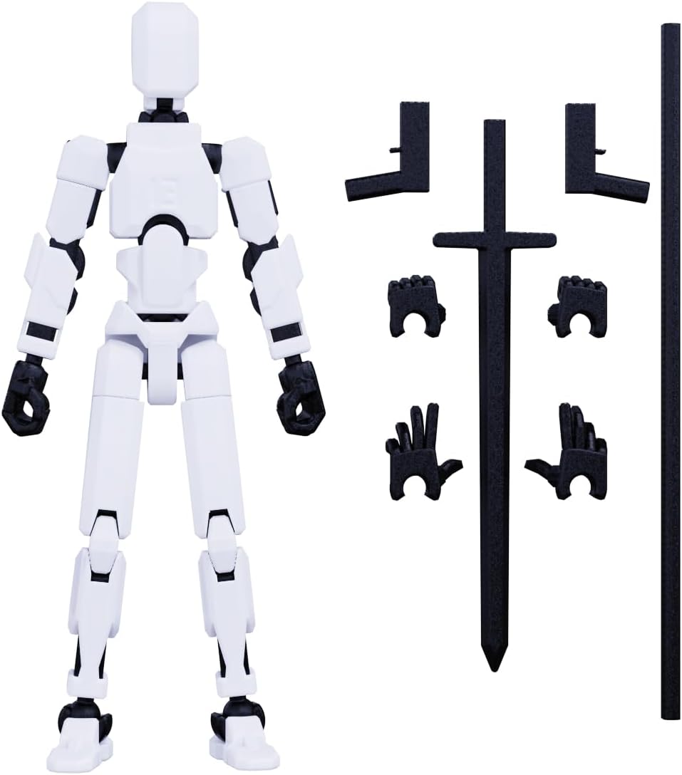 MerryXD T13 Assembly Completed Titan 13 Action Figure - Lucky 13, Dummy 13, Nova 13 - 3D Printed Multi-Jointed Movable Toy in White