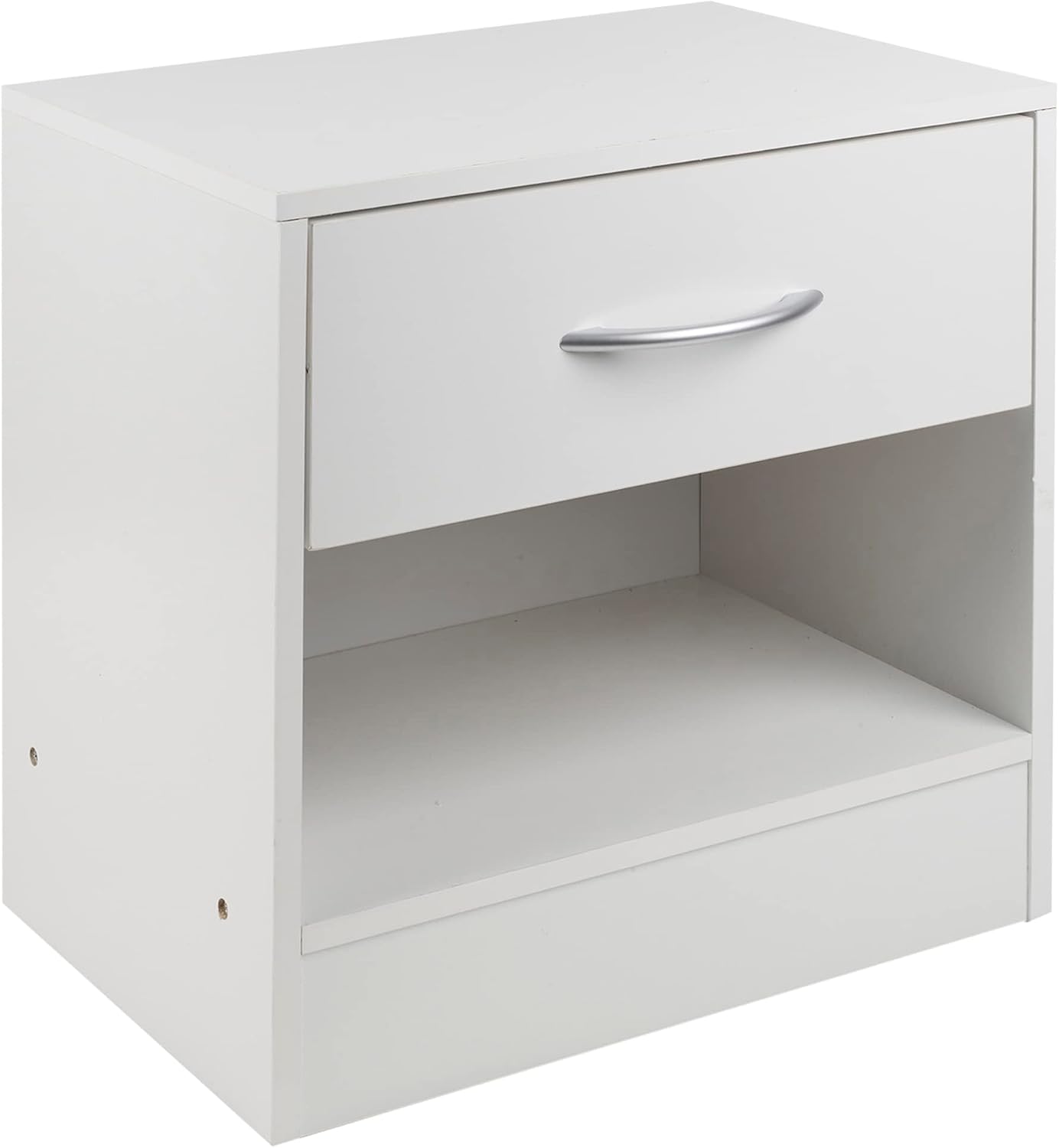 URBNLIVING 1 Drawer Compact Wooden Bedroom Bedside Cabinet Furniture Nightstand Side Table (White)
