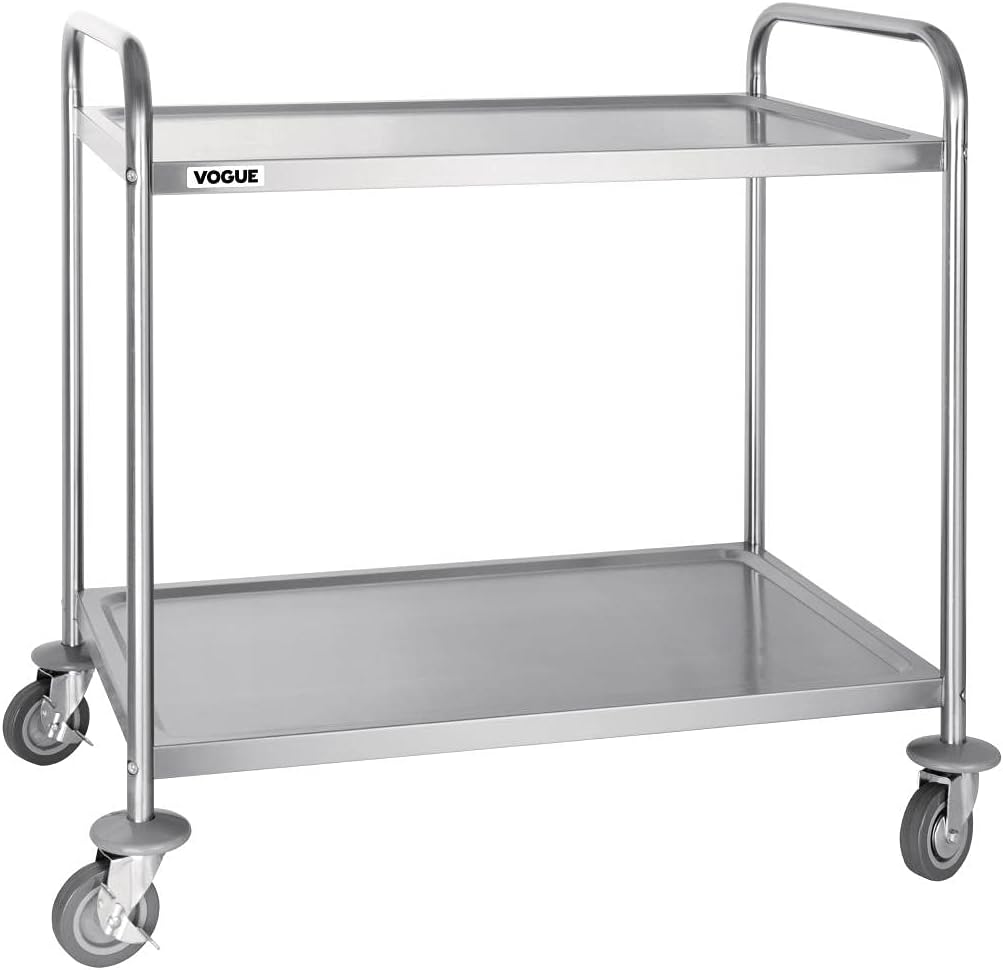 Vogue 2 Tier Clearing Trolley Large 860X535X930mm Stainless Steel Catering