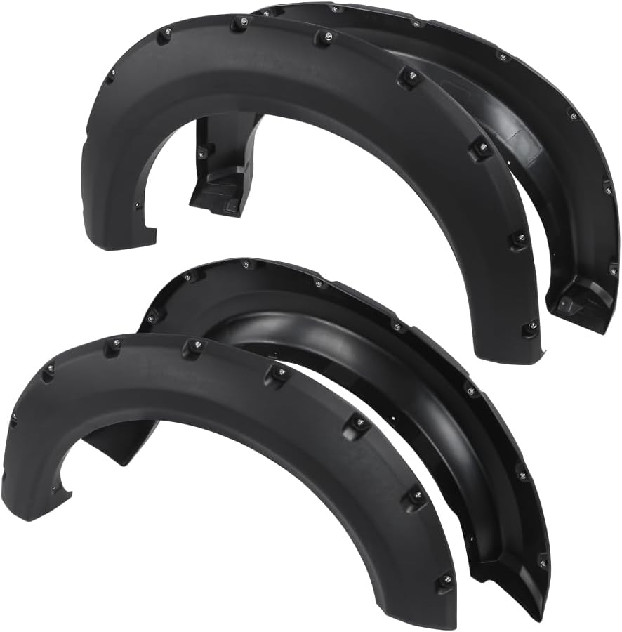 G-PLUS Fender Flares Wheel Cover Front and Rear 4pcs Compatible with Ford F150 2009-2014 Styleside 67.0"/78.8"/97.4" Bed Only (NOT Fit Platinum & Raptor models) Pocket Rivet Style Textured Black