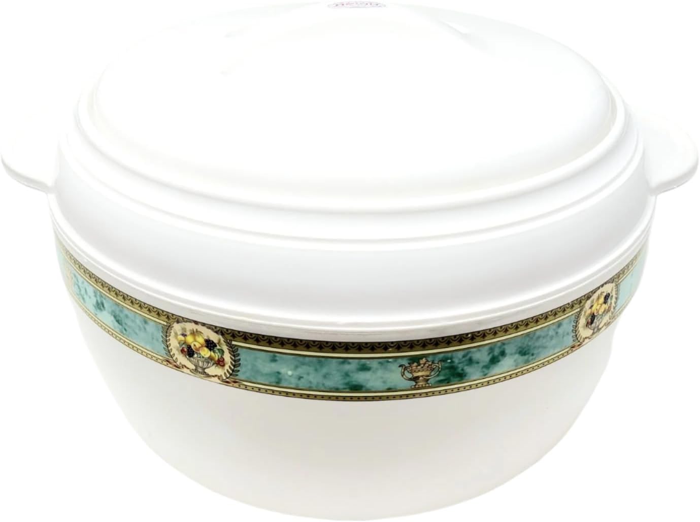 TABAKH Karishma 12-Liter Insulated Casserole Serving Bowl With Lid Food Warmer Cooler Hot Pot Storage Container Thermo Thermal Hotpot, White (12000ml)