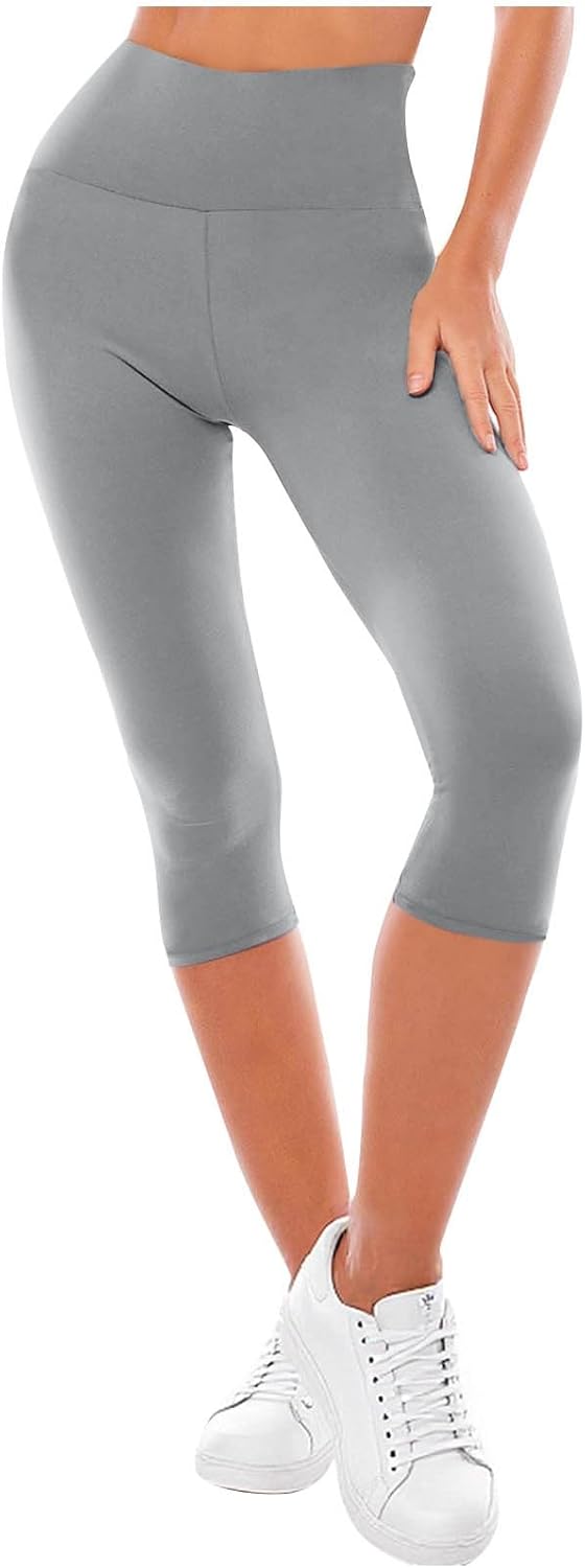 Uwdiohq Capri Pants for Women UK Cropped Trousers for Women UK Ladies Capri Leggings Summer Pants Short Crop Stretch 3/4 Length Three Quarter Pedal Pusher Clothes Elasticated Bengaline Cut Off