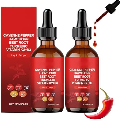 Rethes Cayenne Pepper Drops, Vascu Flow Cayenne Pepper Drops, Cayenne plus Drop, CayennePepper Supplement Liquid Drop, For Men and Women (2PCS)