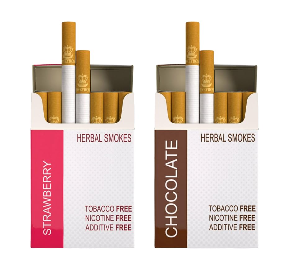 Honeyrose STRAWBERRY & CHOCOLATE Herbal Cigarette - Tobacco & Nicotine FREE, Prop Cigarettes, Herbal Smokes, Quit Smoking, All Natural, Made in England