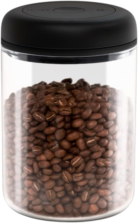 Fellow Atmos Vacuum Canister for Coffee & Food Storage - Airtight Sealed Container, Clear Glass, Large Coffee Bean Storage, 1.2 Litre Jar
