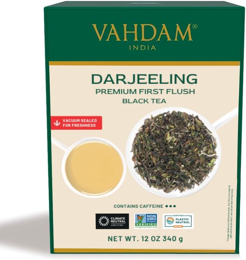 VAHDAM, First Flush Darjeeling Tea 340g (170+ Cups) Loose Leaf Black Tea - Flowery, Aromatic & Delicious | Mellow & Fragrant | Vacuum Sealed Pack