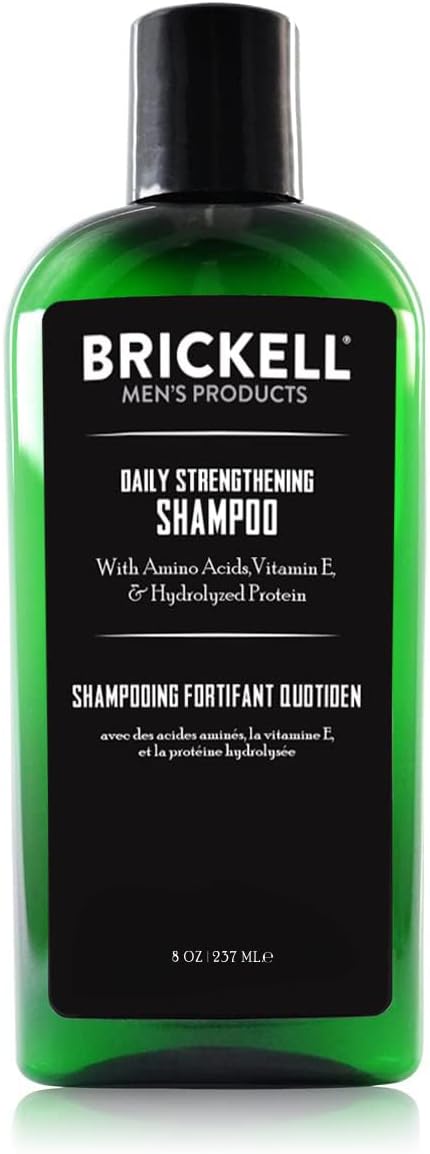 Brickell Men's Daily Strengthening Shampoo for Men, Natural and Organic Featuring Mint and Tea Tree Oil To Soothe Dry and Itchy Scalp, Sulfate Free and Paraben Free, 236 ml, Scented