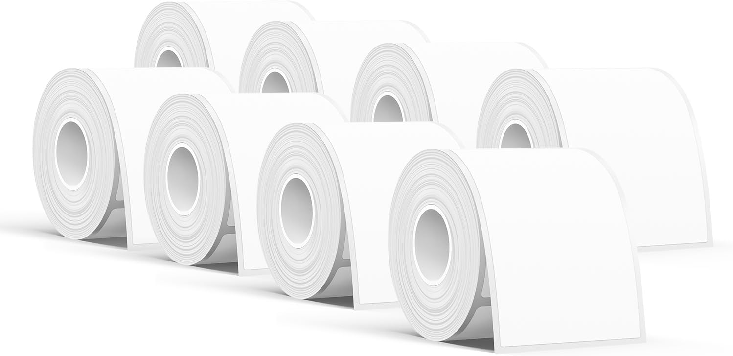 SUPVAN T50M Series Genuine Label Tape, 1-1/2" x 1-1/8", 8 Rolls, White