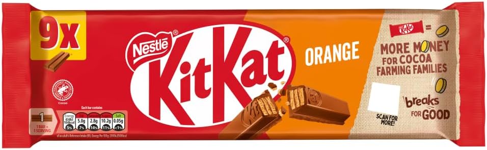 KitKat 2 Finger Orange Chocolate Biscuit Bar Multipack 9 Pack