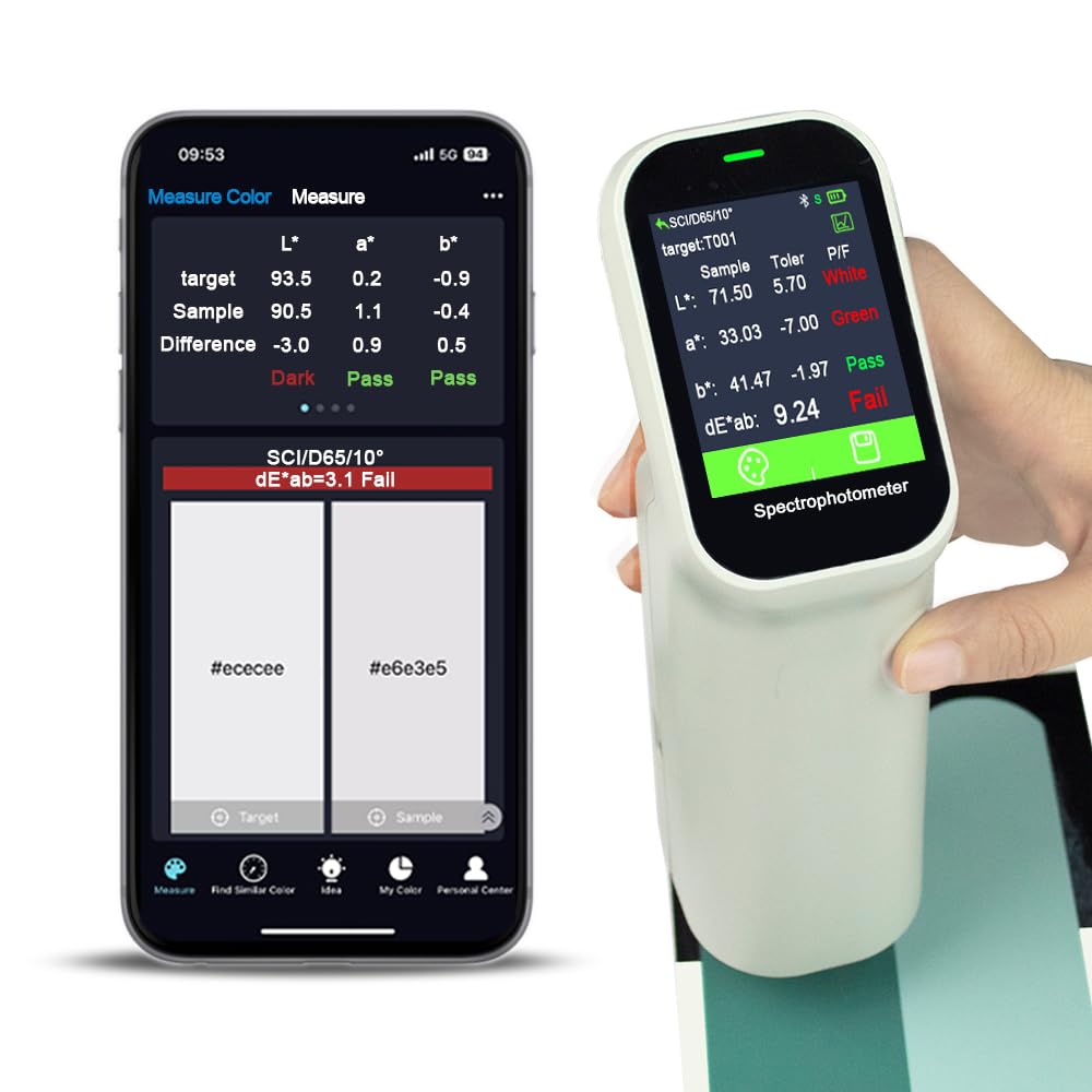 Colorimeter VY-200,Portable Color Reader,Color Sensor,Lab、dE*ab、Lch、RGB、CMYK、Yxy...30+ Parameters,with APP and PC Software