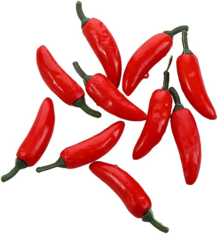 BWESOO 10Pcs Red Simulation Chili,Artificial Plastic Chili Pepper Plants Plastic Fake Vegetables Artificial Vegetables for Home Decoration Decoration Fake Pepper Suitable for Kitchen, Tdisplay