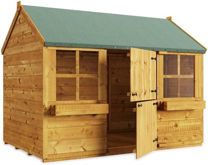BillyOh Gingerbread Junior Playhouse | 6x4 T&G Wooden Playhouse | Roof, Floor and Felt Included - Picket Fence Options (No Picket Fence)
