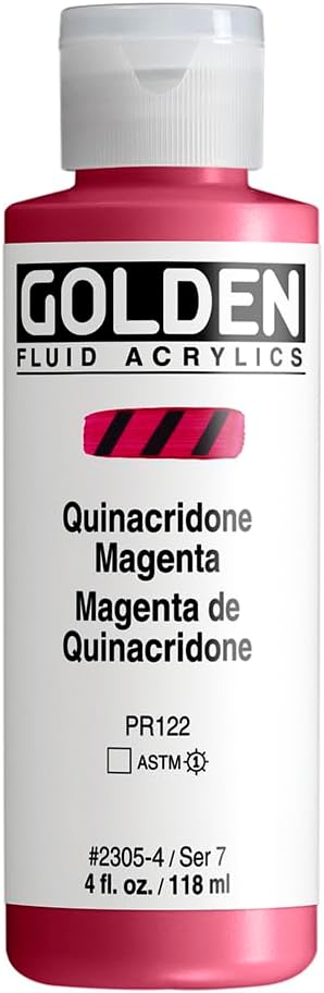 GOLDEN Fluid Acrylics, Quinacridone Magenta, 4 fl. oz. Bottle