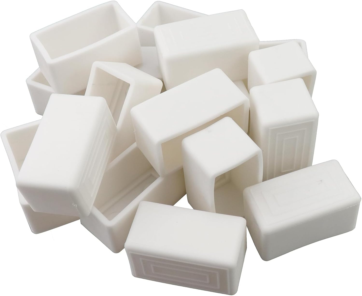 Antrader Rectangle Shaped Rubber PVC Furniture Pads Table Chair Leg Foot End Caps Covers Protectors 1" x 2" (16PCS,White)