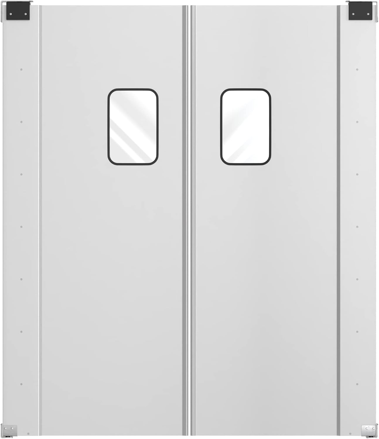 Double Aluminum Swinging Traffic Door with 9" x 14" Window - 72" x 84" Door Opening Perfect for Restaurant Retail and Commercial Kitchens