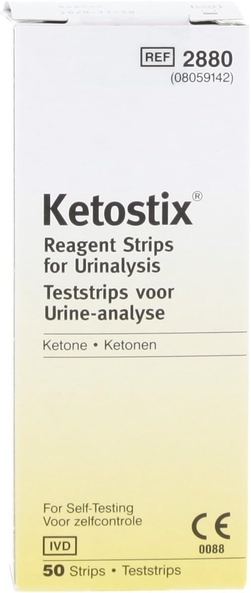 Reagent Strips for Urinalysis, Measure Ketone Levels, 50-Count Box