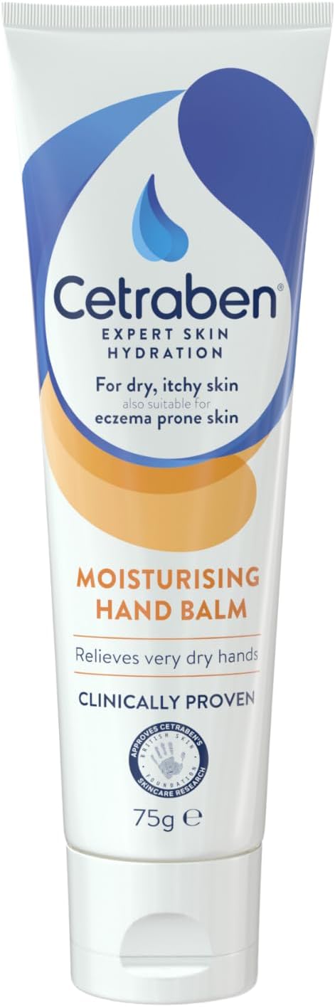 Cetraben Hand Balm for Dry & Eczema-Prone Skin, Clinically Proven Long-Lasting Moisturisation, Soothes Itching| Quick Absorbing, Contains Urea, For Daily Use, 1 x 75g