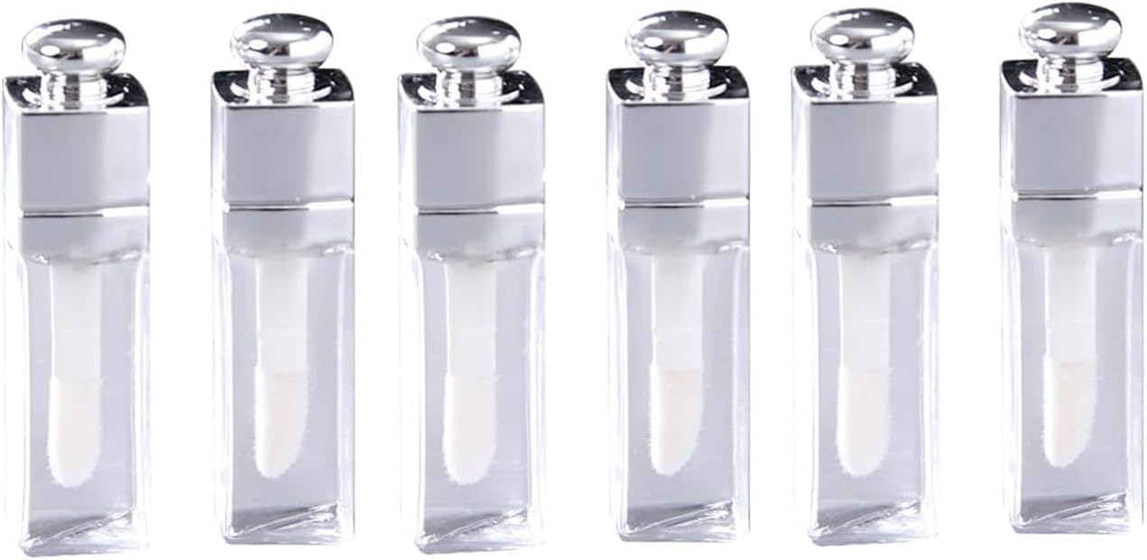 6 Pcs 3ml Clear Lip Gloss Tubes, Empty Lip Gloss Tubes Containers Clear Refillable Lip Balm Bottles Transparent Mini Lipstick Containers for DIY Makeup Makeup,Beauty and Personal Care