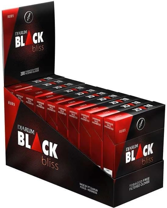 Djarum Black Bliss Ruby Clove Filtered Cigarettes - 10 Boxes of 20 = 200 total - incl. Frugal Smoker Sticker