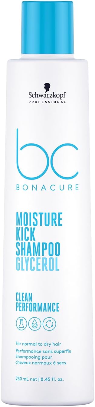 Schwarzkopf Professional Bonacure Moisture Kick Shampoo For Normal To Dry Hair Vegan Care Complex Glycerol Cell Equalizer Technology Moisturised Hair Feel Prevent Dehydration Silicone Free 250 ml