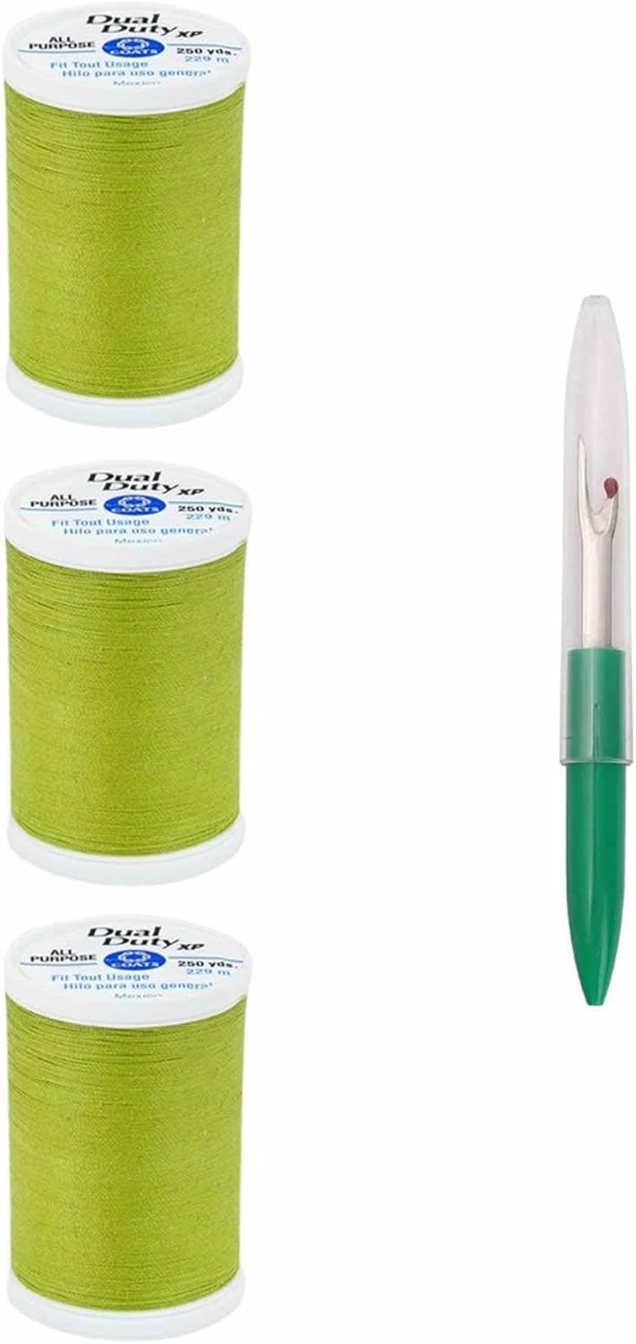 Coats & Clark Sewing Thread Dual Duty XP General Purpose Poly Thread 250 Yards (3-Pack) New Leaf S910-6280-3P with Seam Ripper