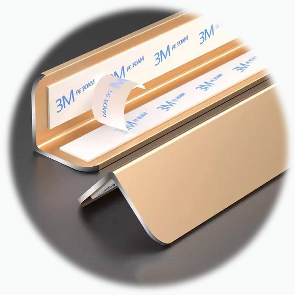 DAQXYH 2.6ft 3.3ft Edging Trim Strip For Wall Edge Corner, Aluminium Alloy Self Adhesive Corner Trim Moulding Inside & Outside, Metal Corner Protector Width 1.2in(Gold,80 cm (32 inch))