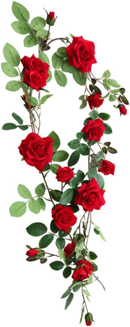 Garneck Simulated Rose Vine Decoration for Interior and Outdoor Use Imitation Flower Vine Artificial Rose and Rattan for Window Display for Home and Event Settings