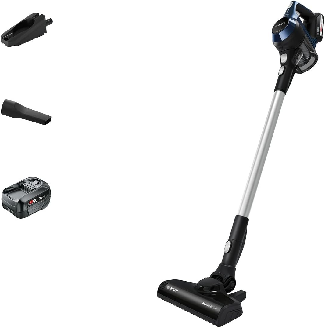 Bosch BBS611GB Unlimited 6 Cordless Stick Vacuum Cleaner with Accessories and Docking Station, Ultra Lightweight Design, 1 x Interchangeable 18V Battery, 30 Minutes Run Time, Blue